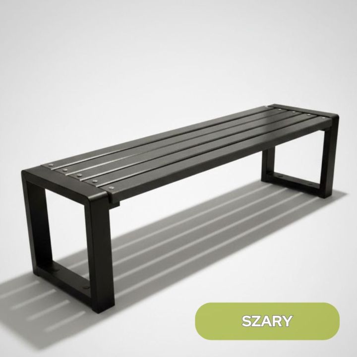 Ławka parkowa Grande bez oparcia 200 cm Szary
