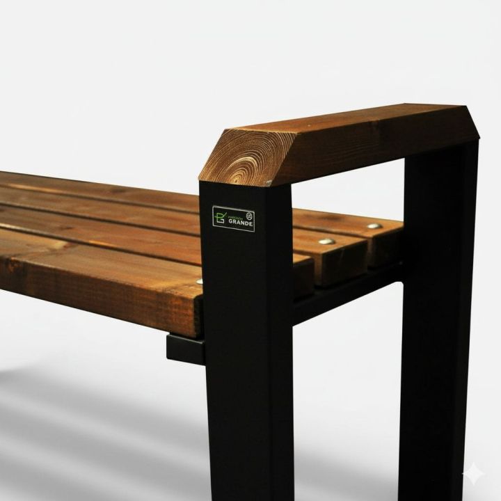 Ławka ogrodowa Poznańska II bez oparcia 100 cm  metal drewno