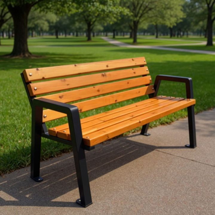 Ławka Moderno z drewna egzotycznego park