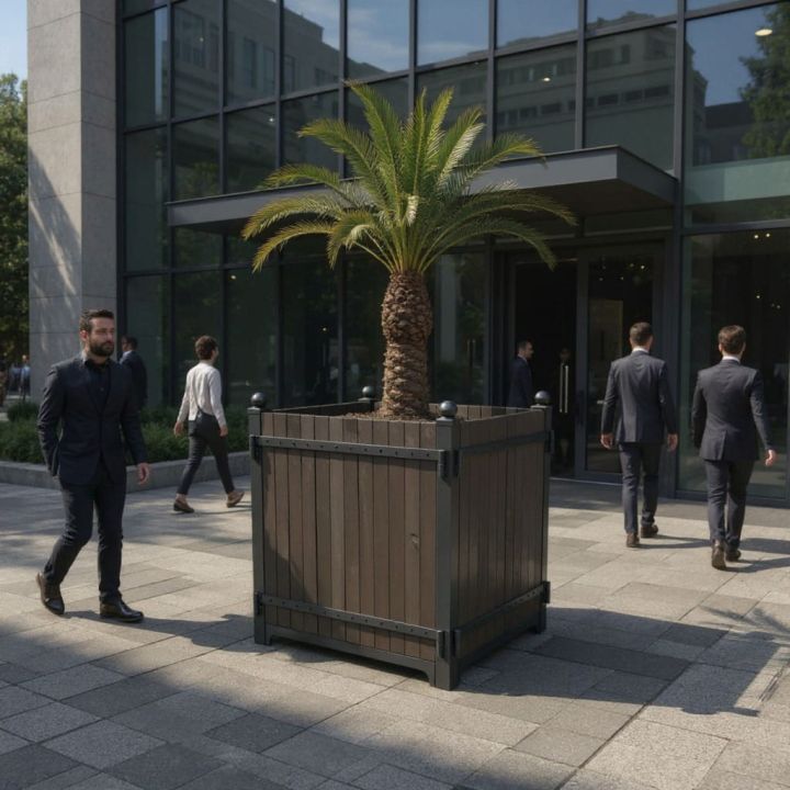 Duża donica drewniana wielkogabarytowa do miasta lub do parku