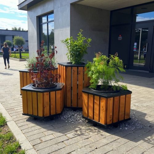 Duża donica drewniana wielkogabarytowa modułowa do miasta lub do parku